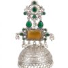 018 Earrings with Green Stones, Yellow Stone