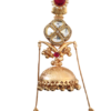 Gold Plated Kundan Jhumka with Red Stone