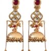Gold Plated Kundan Jhumka with Red Stone