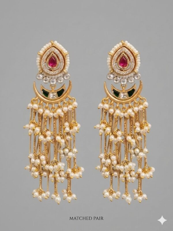 Elegant Gold-Plated Pearl Tassel Earring
