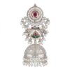 Pearl Jhumka with Red & Green Stones Chandbali