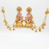 5f326ca3-9710-4e9e-bf1a-6f268c378f47 Gold-Plated Pink Stone Jhumka Earrings with Ear Chain