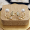Elegant Gold-Tone Tulip Pearl Stud Earrings