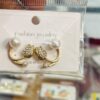 Elegant Gold-Tone Tulip Pearl Stud Earrings