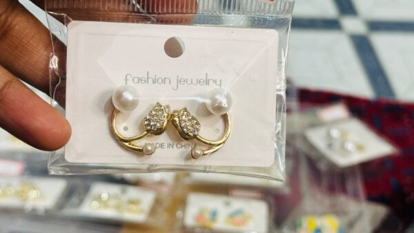 Elegant Gold-Tone Tulip Pearl Stud Earrings