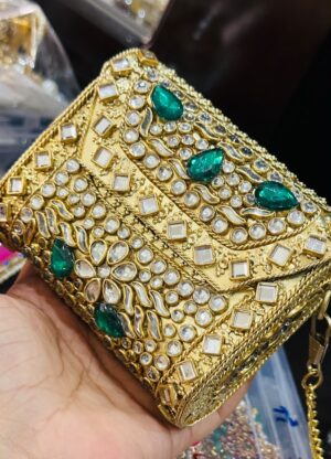 WhatsApp Image 2026-06-28 at 8.22.41 PM (1) Luxury Gold-Tone Kundan Embellished Clutch
